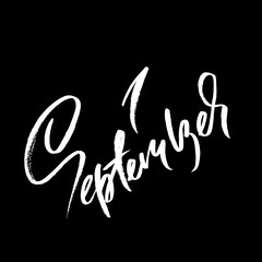 Obraz premium 1 september. Chalk textured modern simple lettering on blackboard. Vector illustration.