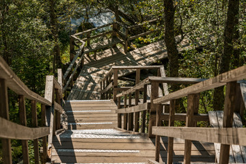 Fototapeta na wymiar Staircase in pathway in park