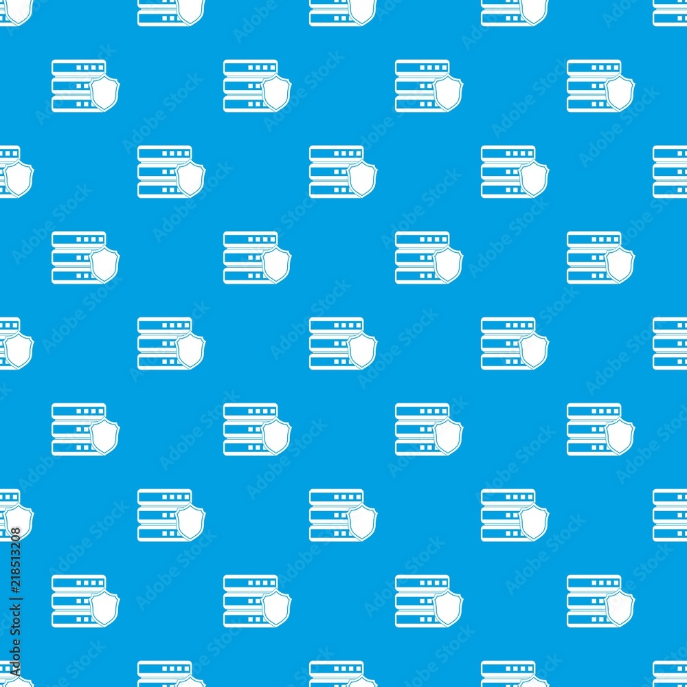 Poster database with gray shield pattern repeat seamless in blue color for any design. vector geometric ill