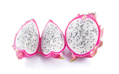 dragon fruit slice isolated on white