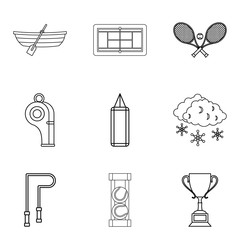 Tennis icons set. Outline set of 9 tennis vector icons for web isolated on white background