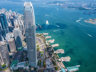 Aerial view of Hong Kong business district