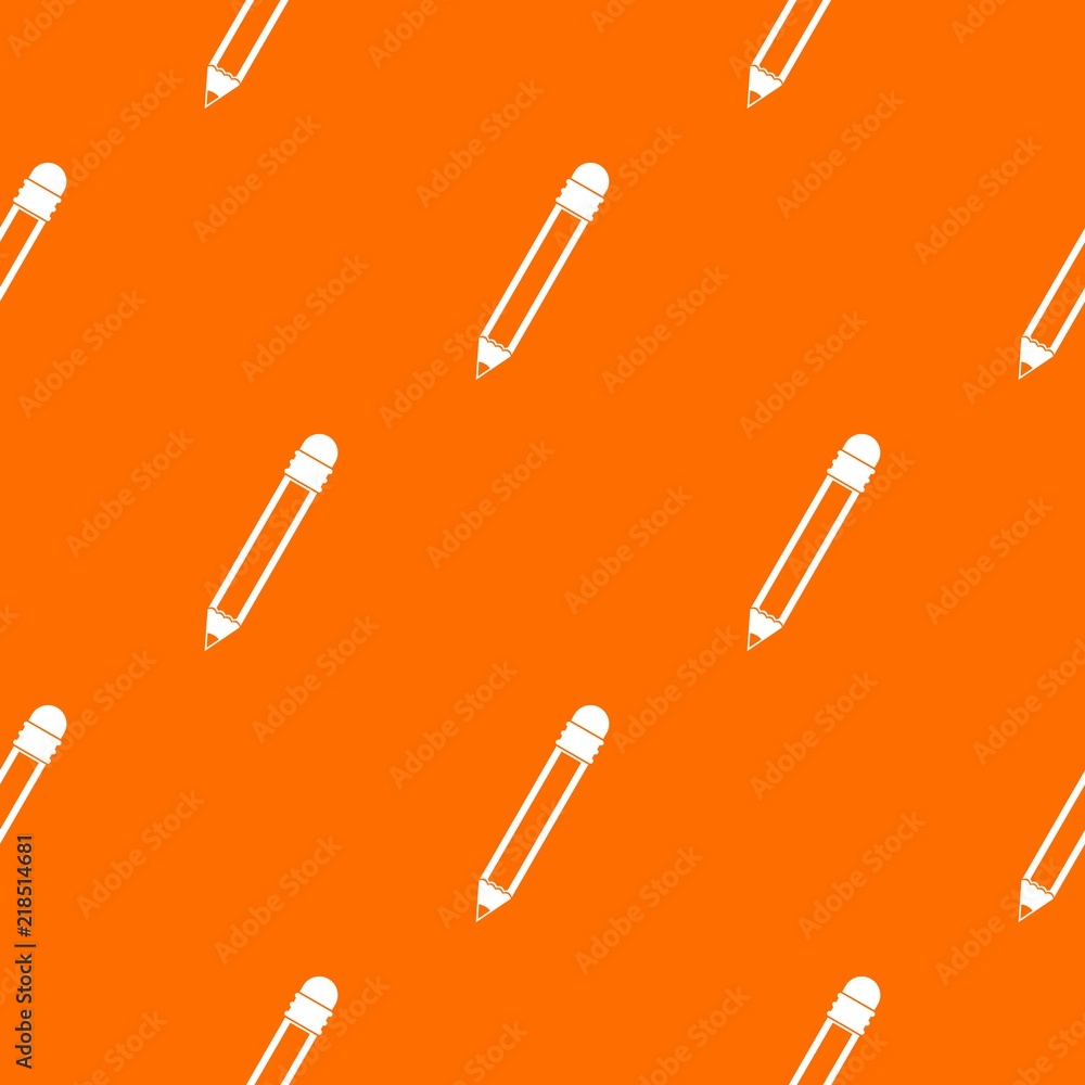 Poster pencil with eraser pattern repeat seamless in orange color for any design. vector geometric illustra