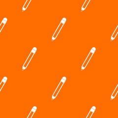 Pencil with eraser pattern repeat seamless in orange color for any design. Vector geometric illustration