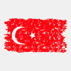 Turkey flag grunge texture isolated
