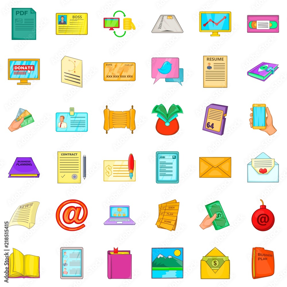 Aufkleber folder icons set. cartoon style of 36 folder vector icons for web isolated on white background
