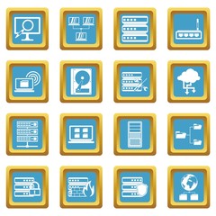 Big data icons set in azur color isolated vector illustration for web and any design