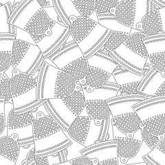 Gingerbread. Black and white illustration for coloring book or page. Christmas, holiday background.