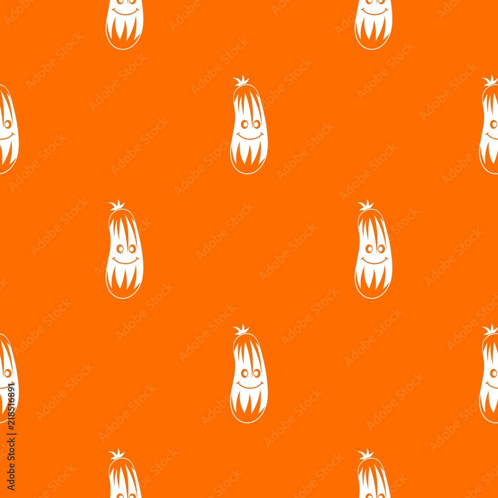 Poster fresh smiling cucumber pattern repeat seamless in orange color for any design. vector geometric illu