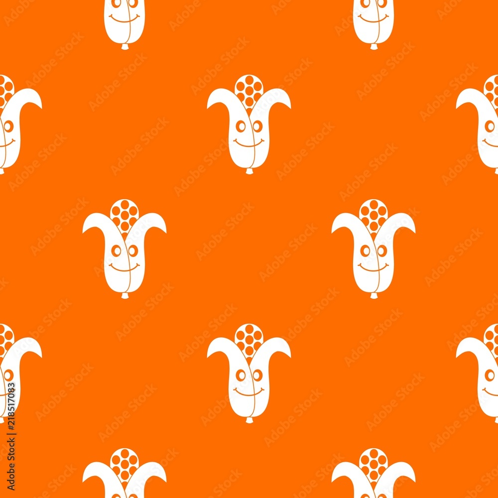 Poster fresh smiling corncob pattern repeat seamless in orange color for any design. vector geometric illus