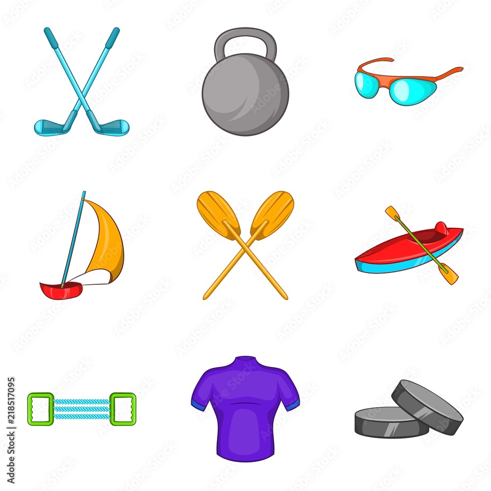 Poster rafting icons set. cartoon set of 9 rafting vector icons for web isolated on white background