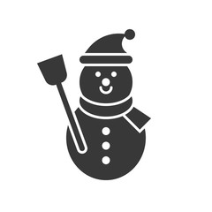 snowman in Christmas and winter theme, glyph style