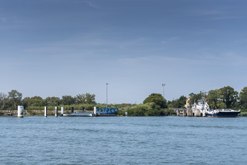 Fototapeta premium Ferry of Barcarin, France, Camargue