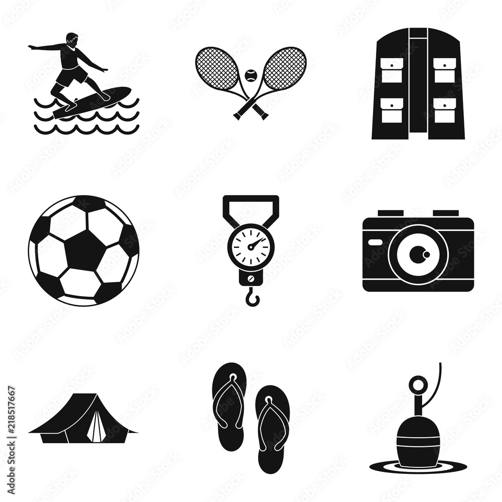 Poster rest in the tent icons set. simple set of 9 rest in the tent vector icons for web isolated on white 