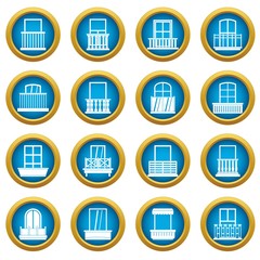 Window forms icons blue circle set isolated on white for digital marketing