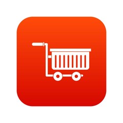 Large plastic supermarket cart icon digital red for any design isolated on white vector illustration