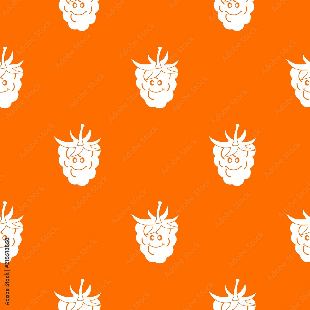 Poster ripe fresh smiling raspberry pattern repeat seamless in orange color for any design. vector geometri