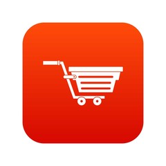Shopping basket on wheels icon digital red for any design isolated on white vector illustration