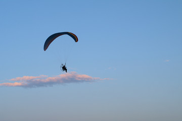 motorized paraglider,sky,cloud,fun,fly,paraglider,sport,blue,air,wind,freedom,adventure