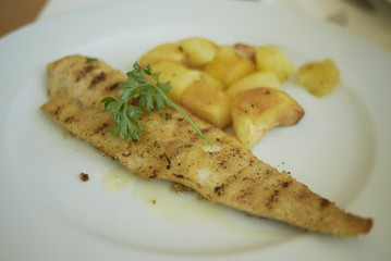 Baked redfish with roasted potatoes