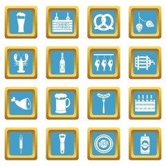 Beer icons set in azur color isolated vector illustration for web and any design