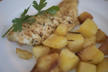 Baked redfish with potatoes