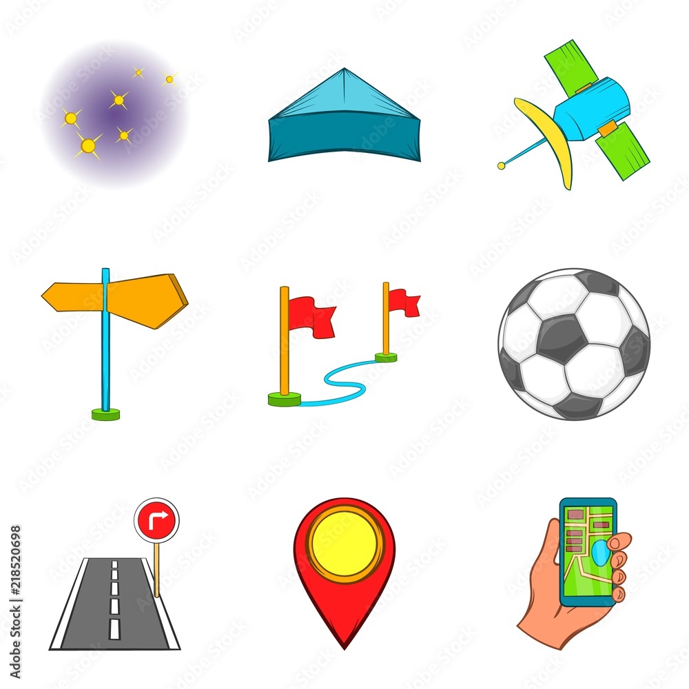 Aufkleber activity icons set. cartoon set of 9 activity vector icons for web isolated on white background