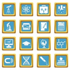 Education icons set in azur color isolated vector illustration for web and any design