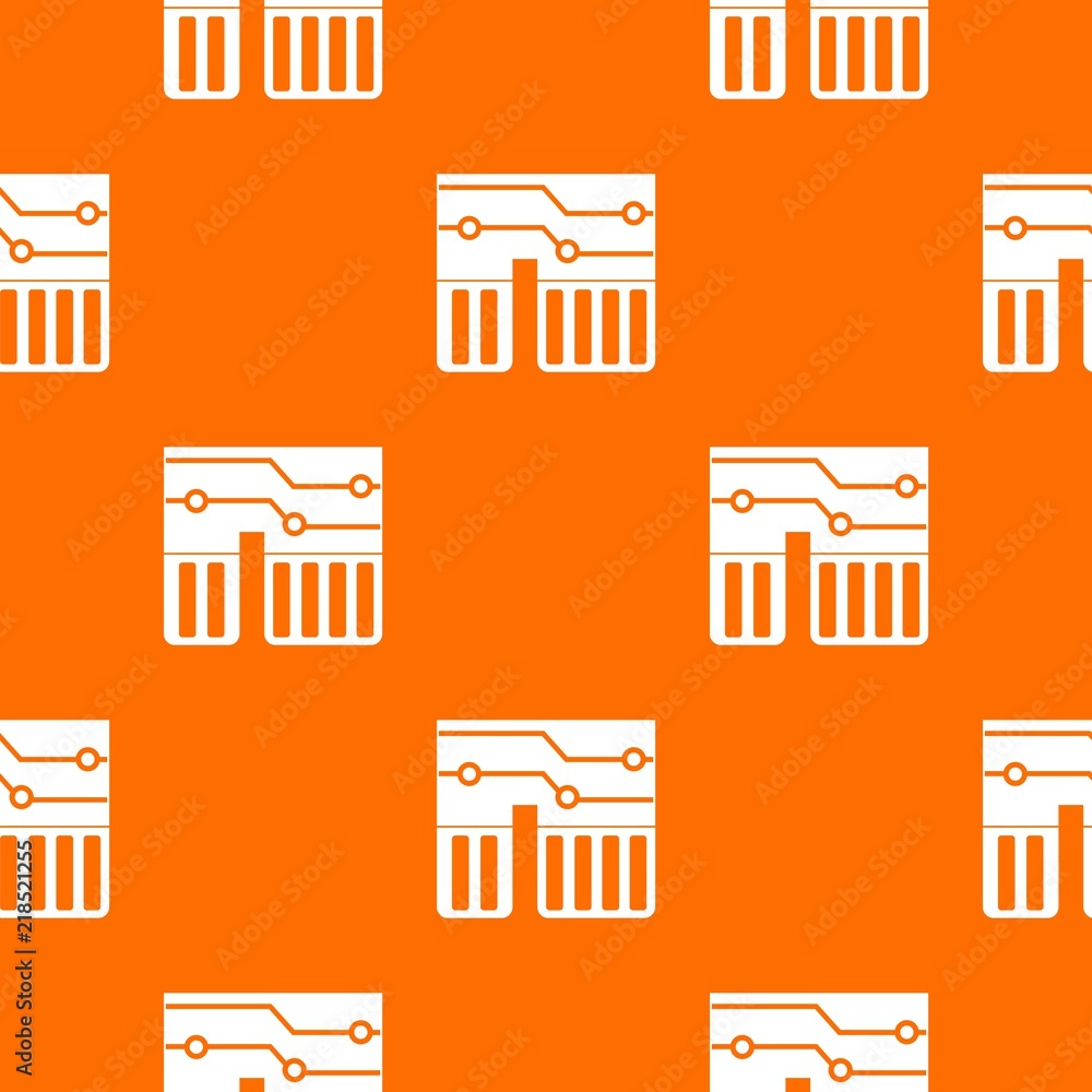 Poster computer chipset pattern repeat seamless in orange color for any design. vector geometric illustrati