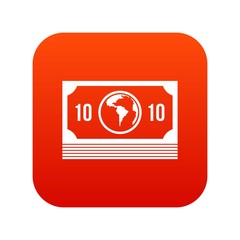 Money stack icon digital red for any design isolated on white vector illustration