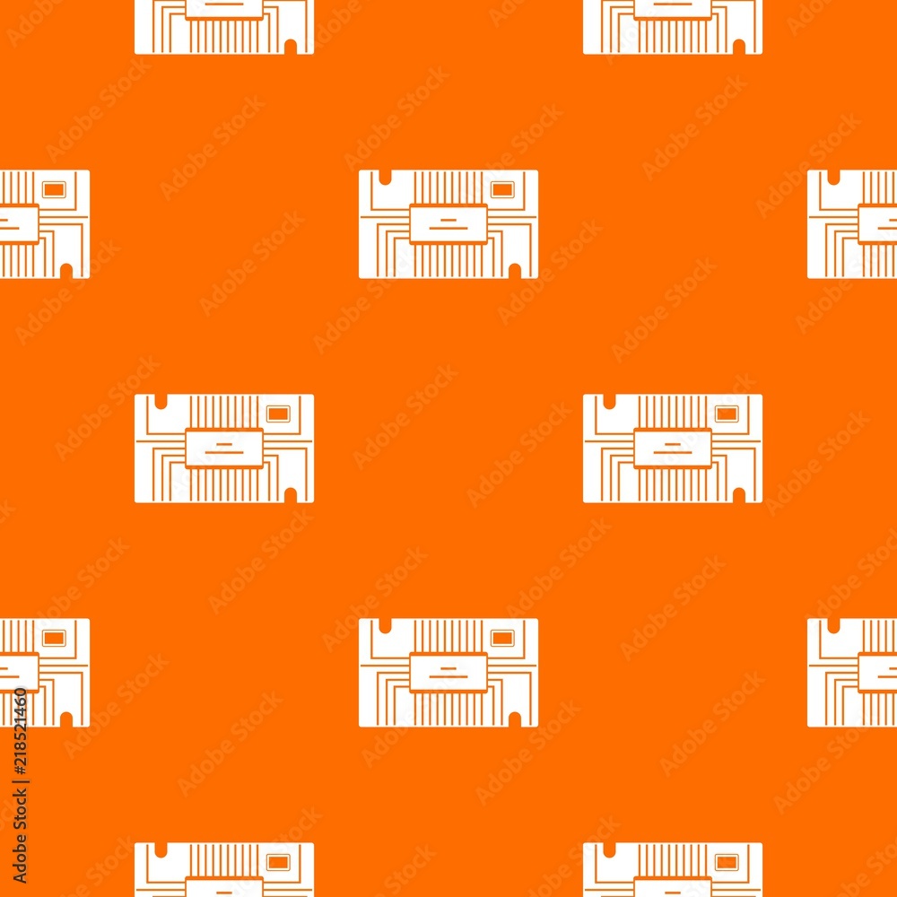 Poster microchip pattern repeat seamless in orange color for any design. vector geometric illustration