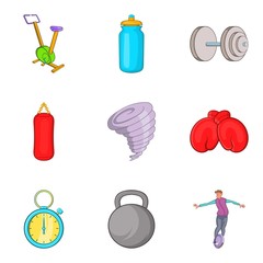 Punch ball icons set. Cartoon set of 9 punch ball vector icons for web isolated on white background