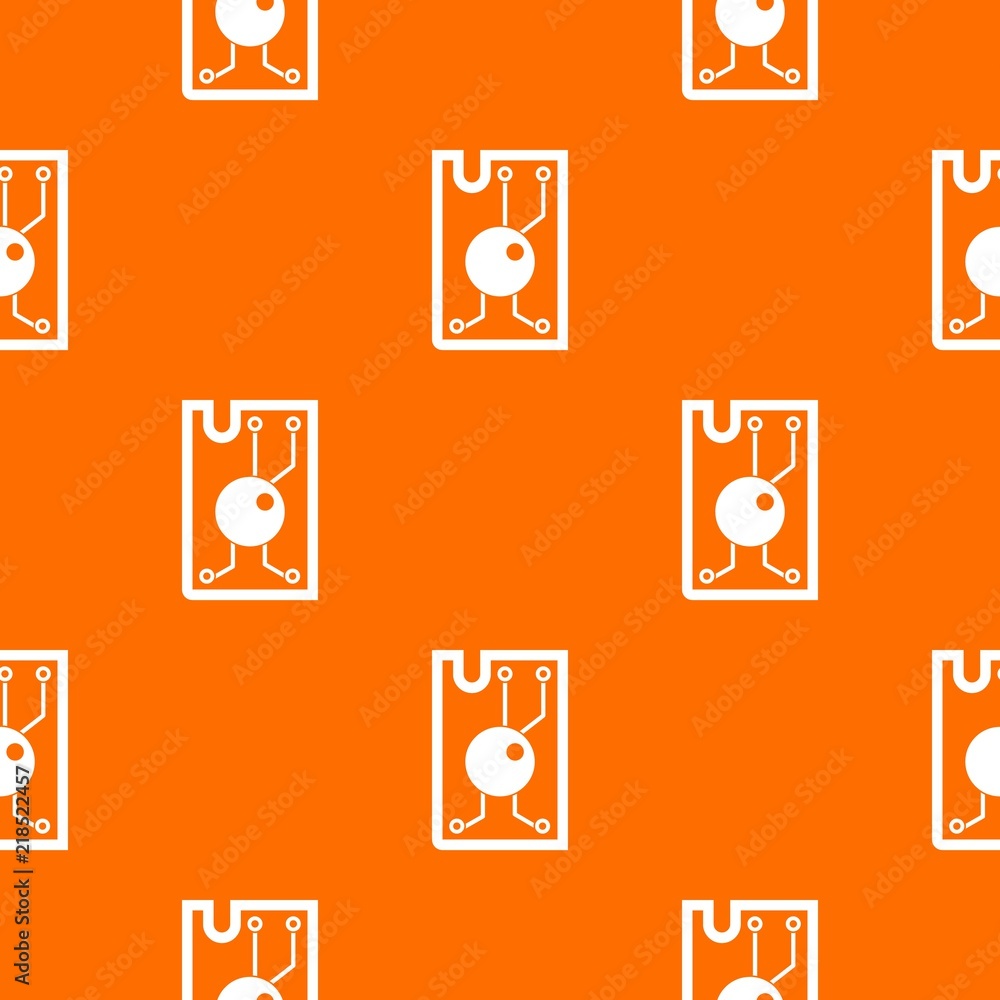 Aufkleber processor chip pattern repeat seamless in orange color for any design. vector geometric illustration