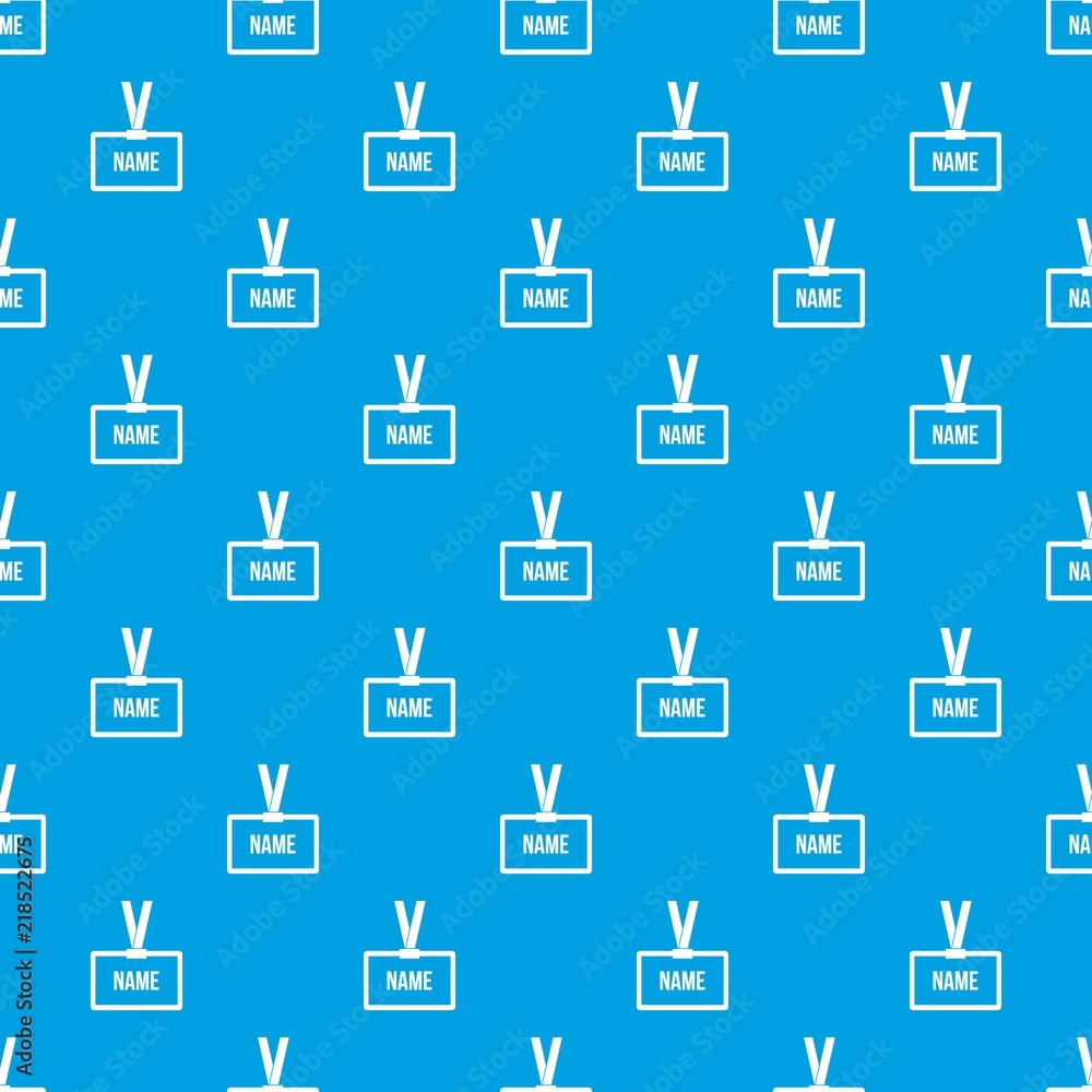 Poster plastic name badge with neck strap pattern repeat seamless in blue color for any design. vector geom