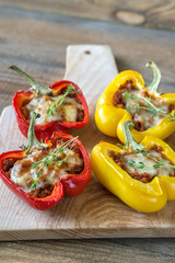 Stuffed peppers with meat and mozzarella