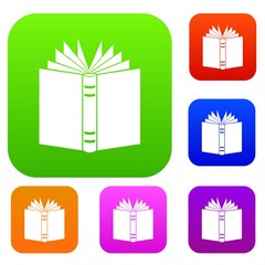 Open thick book set icon in different colors isolated vector illustration. Premium collection