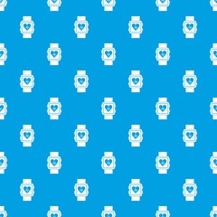 Smartwatch pattern repeat seamless in blue color for any design. Vector geometric illustration