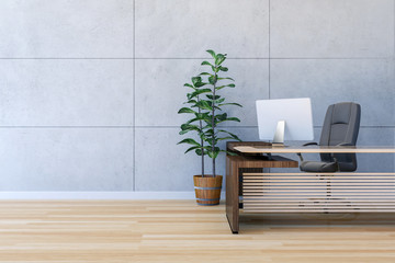 Modern office working room interior with copy space, 3D rendering