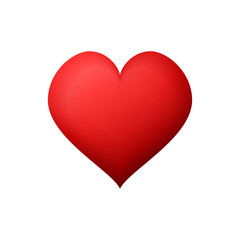 Red heart isolated on white background. Vector illustration.