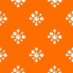 Chemical and physical atoms molecules pattern repeat seamless in orange color for any design. Vector geometric illustration