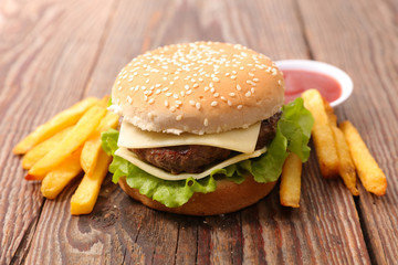 hamburger and french fries