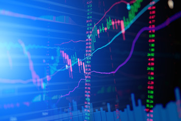financial business stock market graph chart candle stick screen monitor