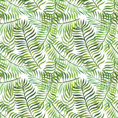 Naklejka na ściany i meble seamless pattern with watercolor fern leaves