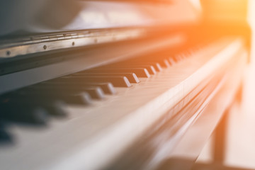 closeup of detail piano key with color tone music instrument concept
