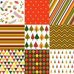 Autumn seamles backgrounds set