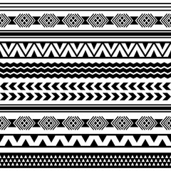 Ethnic boho tribal indian seamless pattern. Black and white pattern for textile design. Vector illustration. 