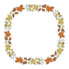 Yellow leaves - square isolated pattern on a white background. Hand drawing raster.