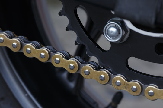 rear chain and sprocket of motorcycle