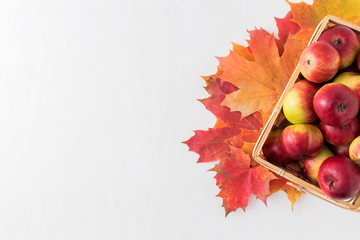 Red apples in a wooden basket