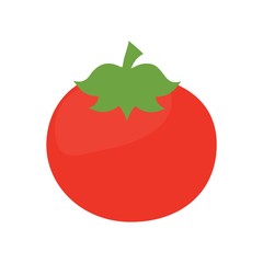 Tomato with leaves flat icon for food apps